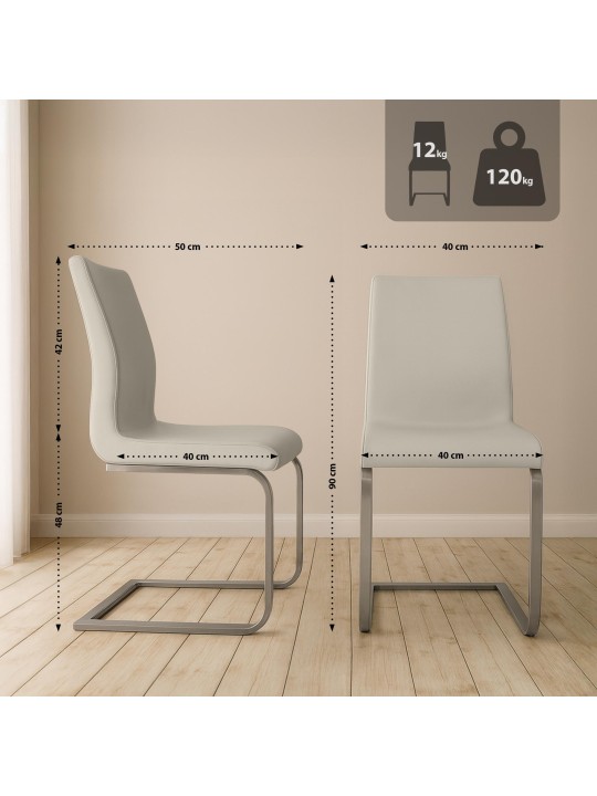 Lot de 2 chaises de salle à manger Belfort, crème