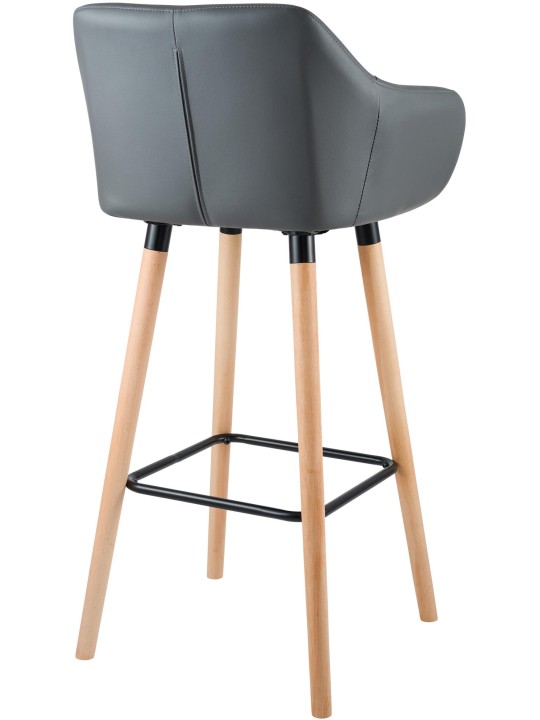 Lot de 2 tabourets de bar Grant simili cuir, gris