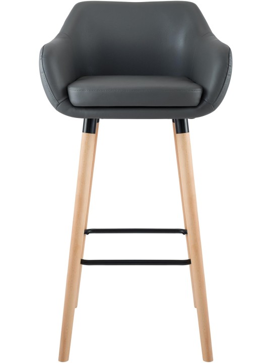 Lot de 2 tabourets de bar Grant simili cuir, gris