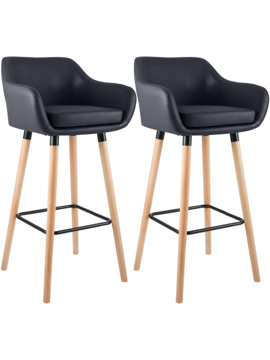 Lot de 2 tabourets de bar Grant simili cuir, noir Lot de 2 tabourets de bar Grant simili cuir, noir