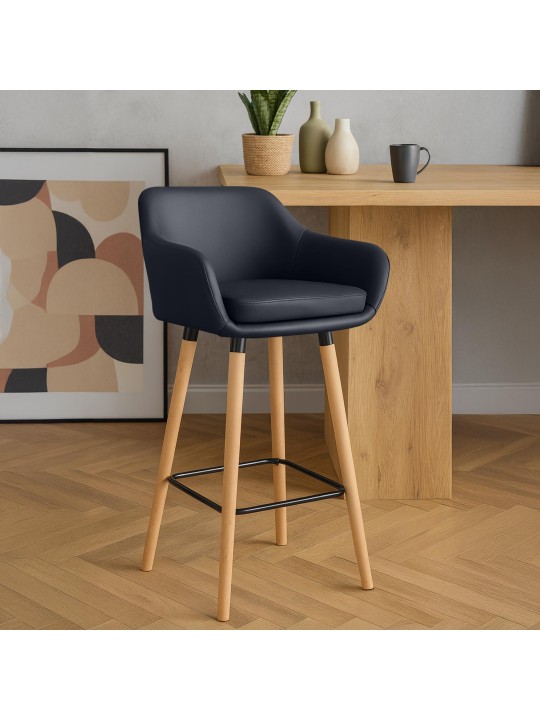 Lot de 2 tabourets de bar Grant simili cuir, noir Lot de 2 tabourets de bar Grant simili cuir, noir