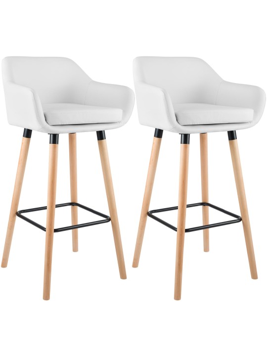 Lot de 2 tabourets de bar Grant simili cuir, blanc