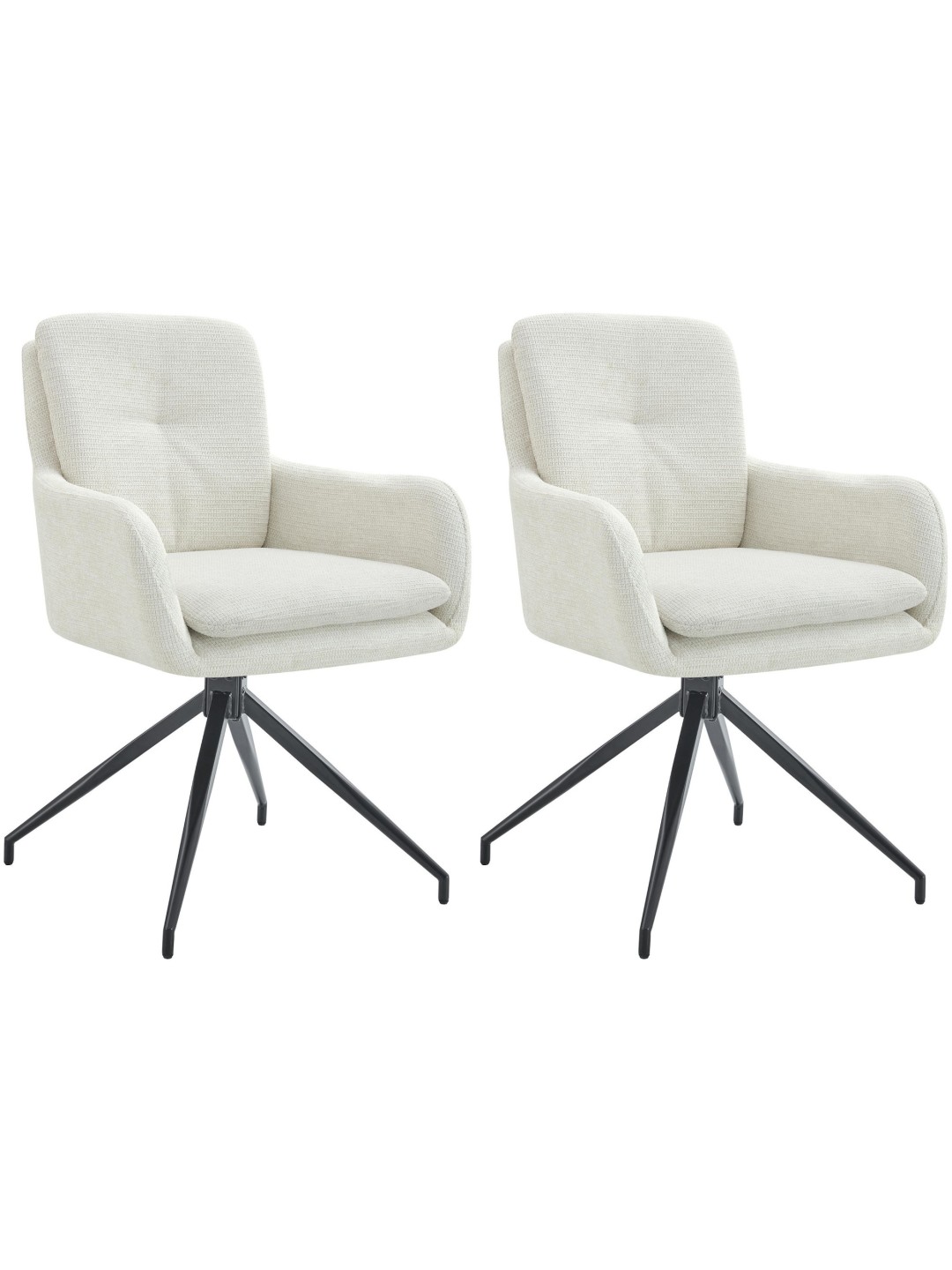Lot de 2 chaises de salle à manger tissu Pickett, crème