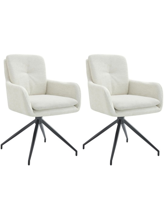 Lot de 2 chaises de salle à manger tissu Pickett, crème Lot de 2 chaises de salle à manger tissu Pickett, crème