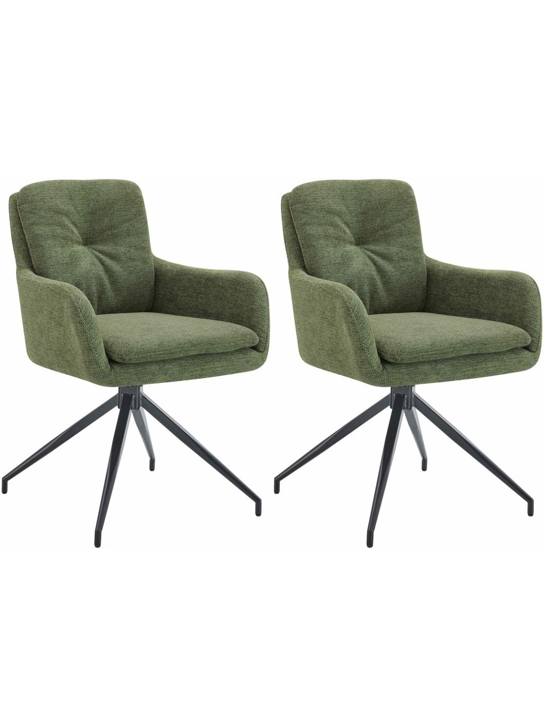Lot de 2 chaises de salle à manger tissu Pickett, vert