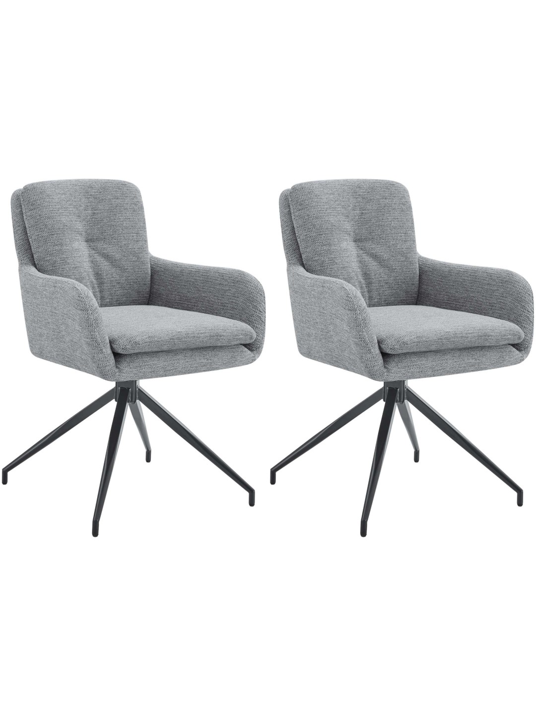 Lot de 2 chaises de salle à manger tissu Pickett, gris