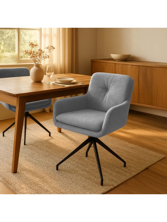 Lot de 2 chaises de salle à manger tissu Pickett, gris Lot de 2 chaises de salle à manger tissu Pickett, gris