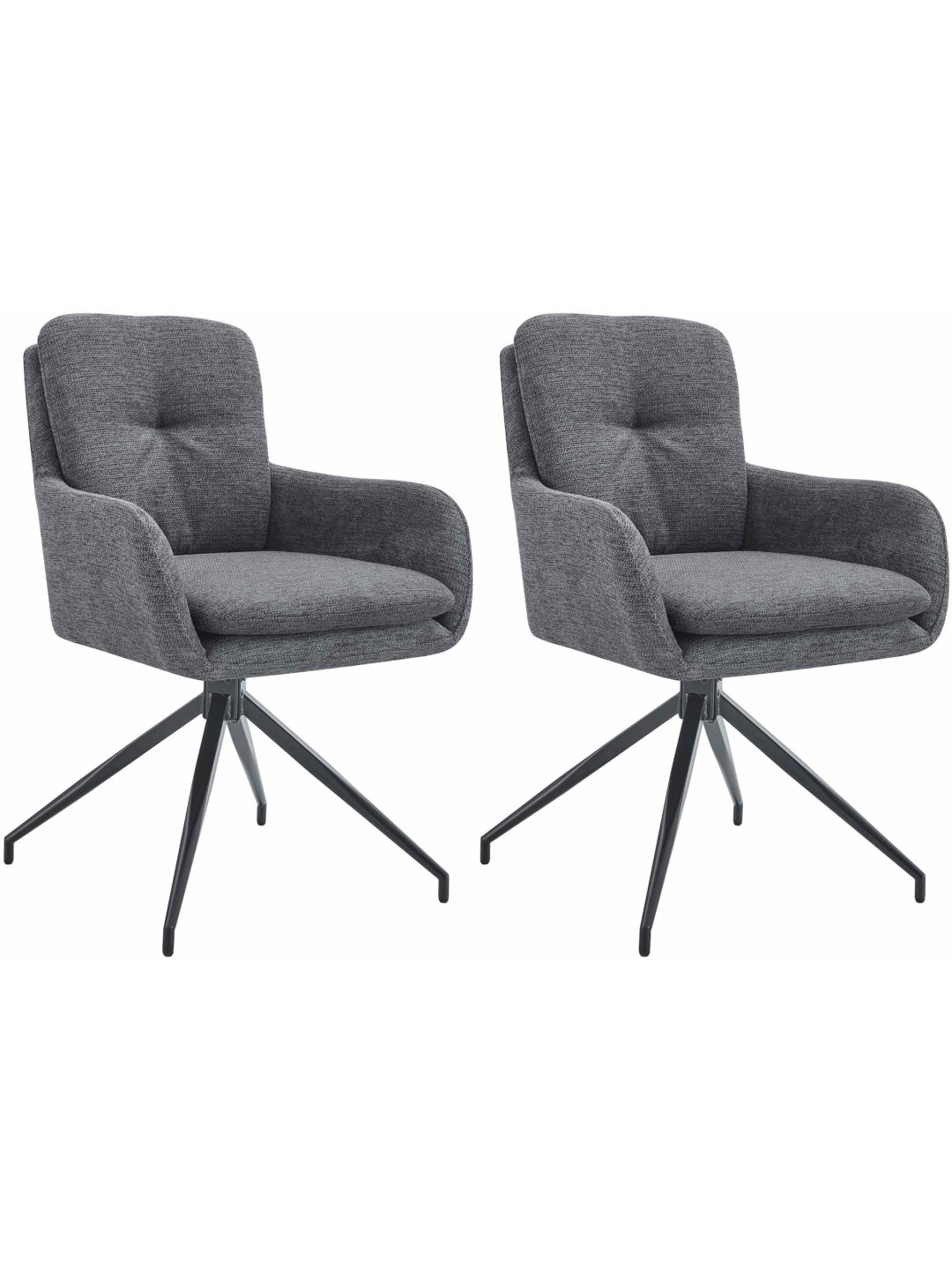 Lot de 2 chaises de salle à manger tissu Pickett, gris foncé