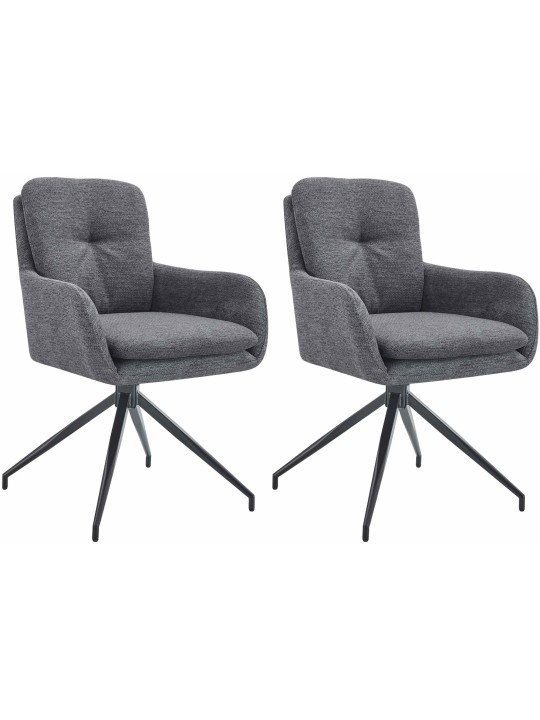 Lot de 2 chaises de salle à manger tissu Pickett, gris foncé