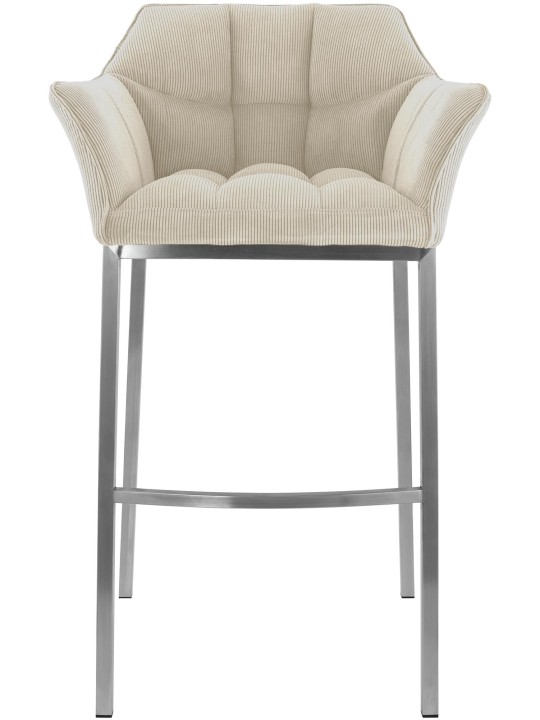 Tabouret de bar Damaso E Cord avec structure à 4 pieds, crème