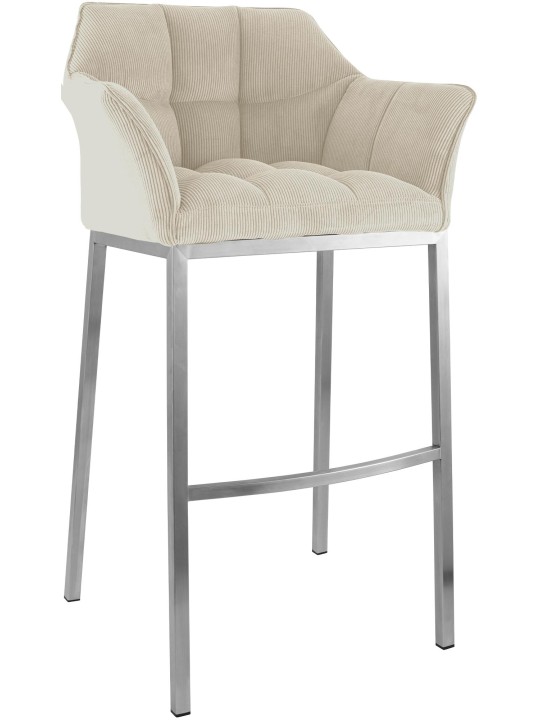 Tabouret de bar Damaso E Cord avec structure à 4 pieds, crème