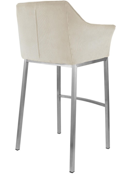 Tabouret de bar Damaso E Cord avec structure à 4 pieds, crème