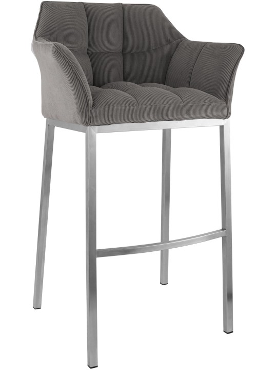 Tabouret de bar Damaso E Cord avec structure à 4 pieds, taupe