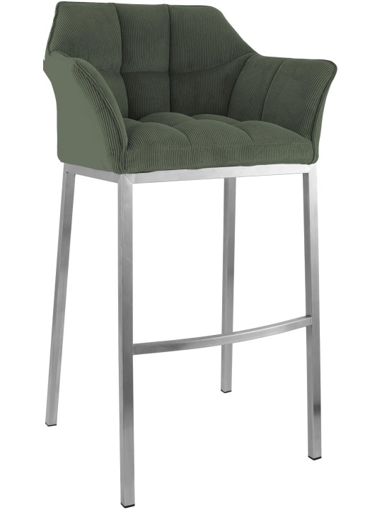 Tabouret de bar Damaso E Cord avec structure à 4 pieds, vert