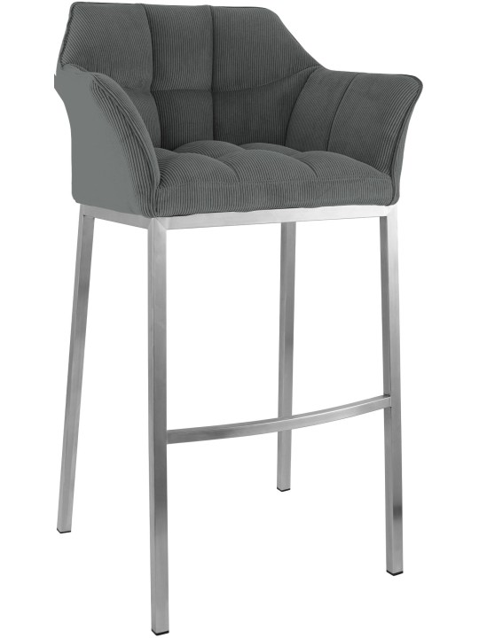 Tabouret de bar Damaso E Cord avec structure à 4 pieds, gris