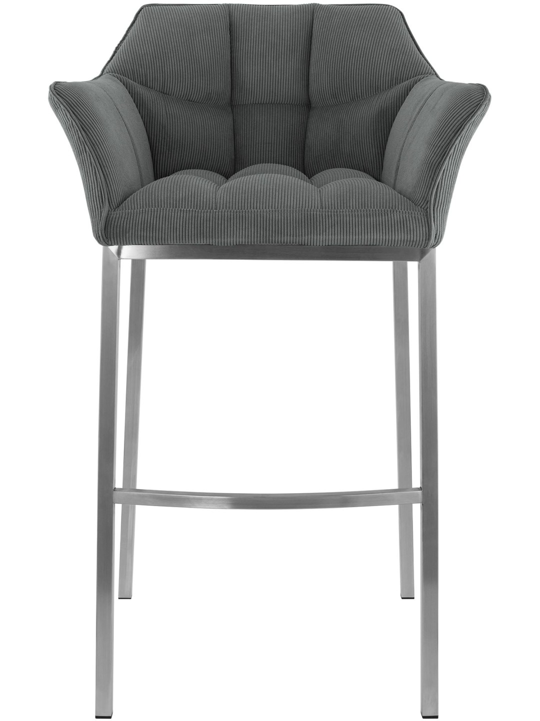 Tabouret de bar Damaso E Cord avec structure à 4 pieds, gris