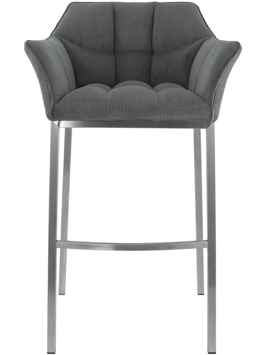 Tabouret de bar Damaso E Cord avec structure à 4 pieds, gris