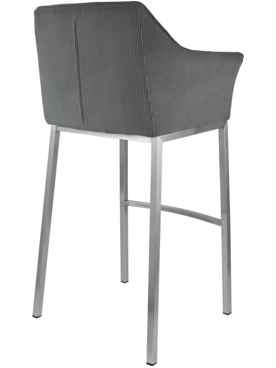 Tabouret de bar Damaso E Cord avec structure à 4 pieds, gris