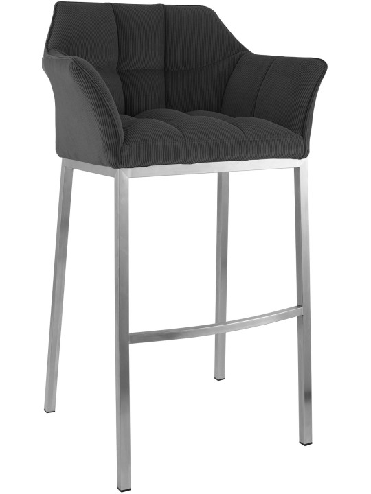 Tabouret de bar Damaso E Cord avec structure à 4 pieds, gris foncé Tabouret de bar Damaso E Cord avec structure à 4 pieds, gris foncé
