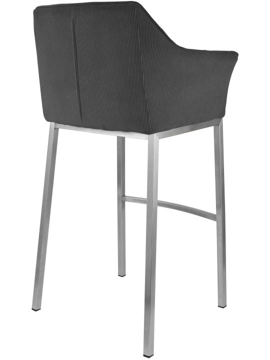 Tabouret de bar Damaso E Cord avec structure à 4 pieds, gris foncé Tabouret de bar Damaso E Cord avec structure à 4 pieds, gris foncé