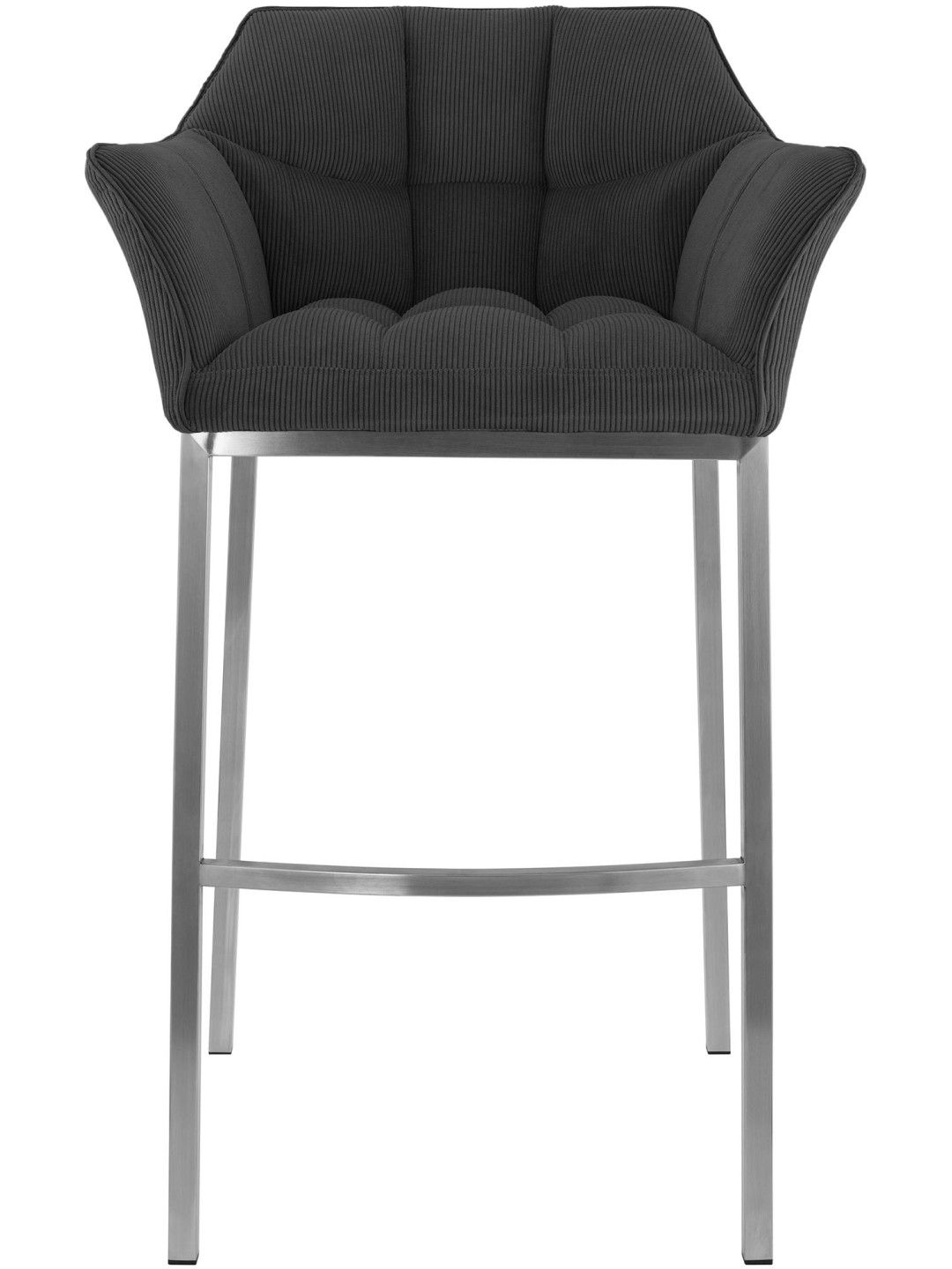 Tabouret de bar Damaso E Cord avec structure à 4 pieds, gris foncé