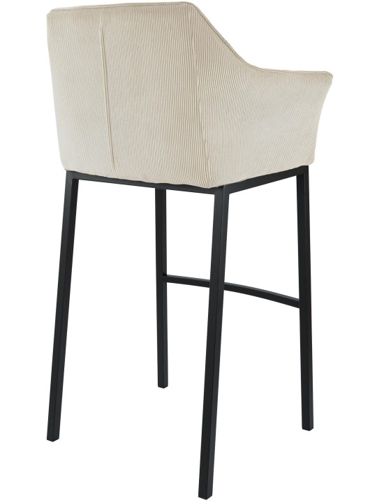 Tabouret de bar Damaso B Cord avec structure à 4 pieds, crème