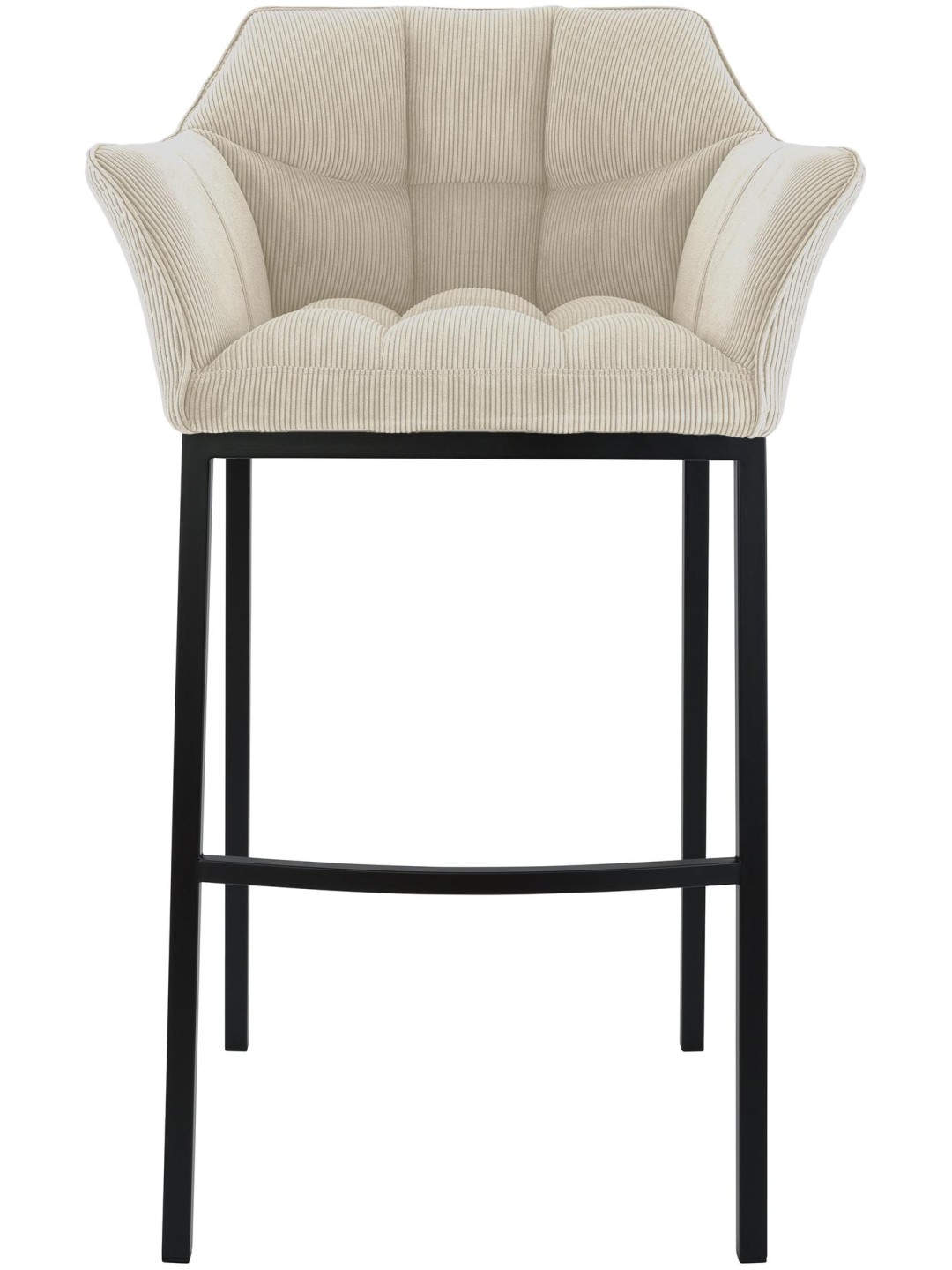 Tabouret de bar Damaso B Cord avec structure à 4 pieds, crème
