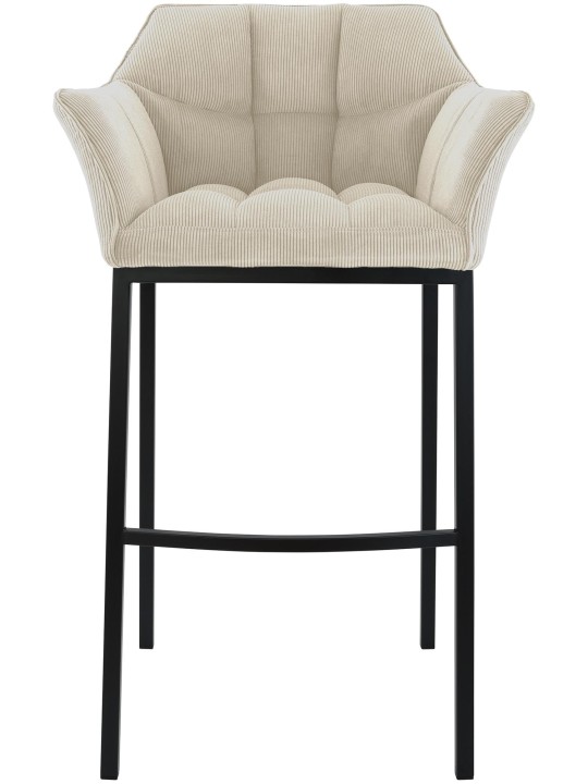 Tabouret de bar Damaso B Cord avec structure à 4 pieds, crème