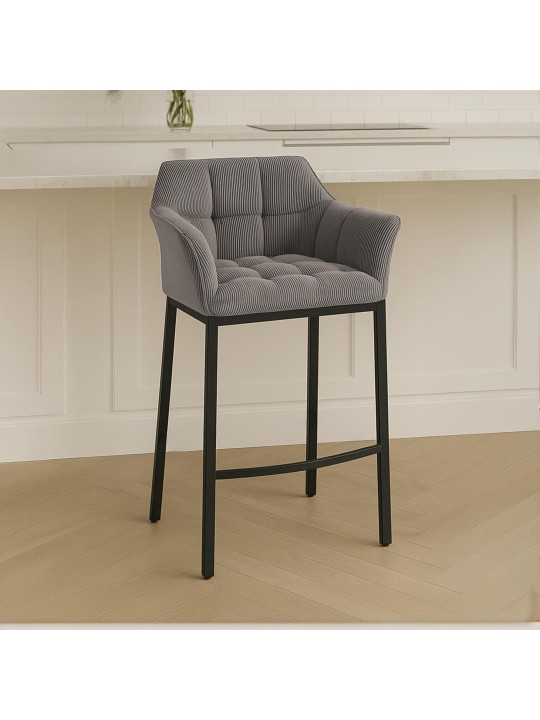 Tabouret de bar Damaso B Cord avec structure à 4 pieds, taupe Tabouret de bar Damaso B Cord avec structure à 4 pieds, taupe
