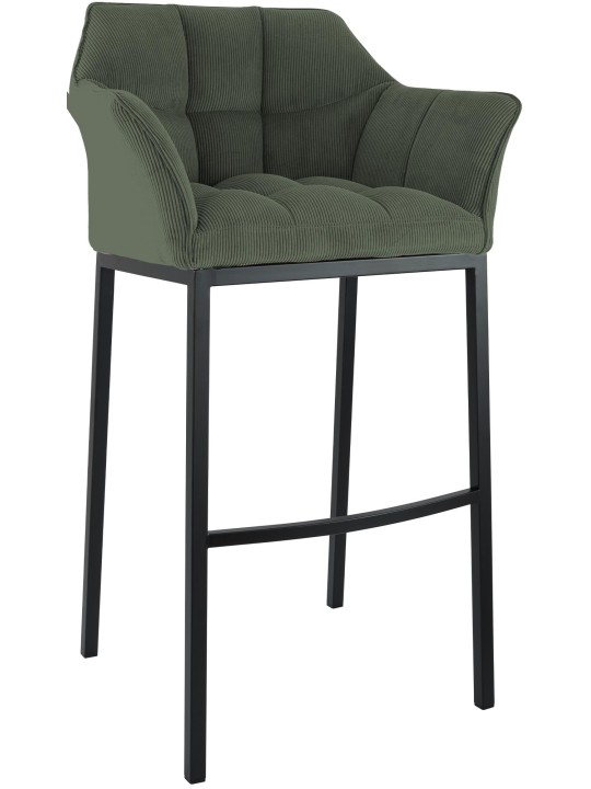 Tabouret de bar Damaso B Cord avec structure à 4 pieds, vert