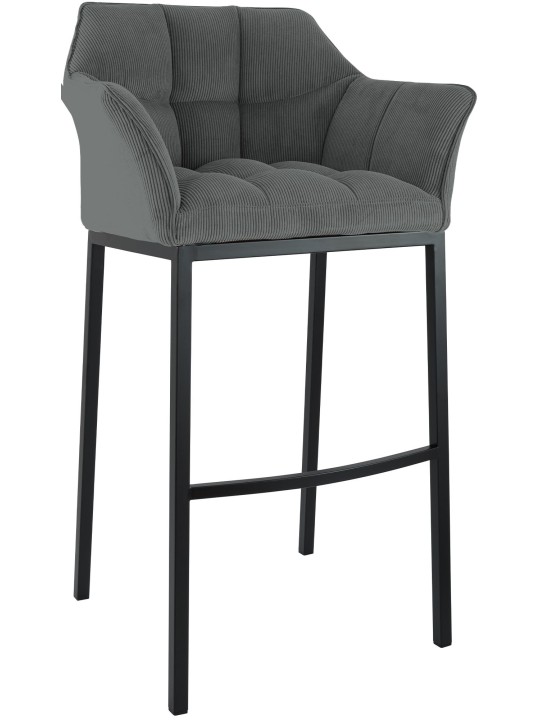 Tabouret de bar Damaso B Cord avec structure à 4 pieds, gris
