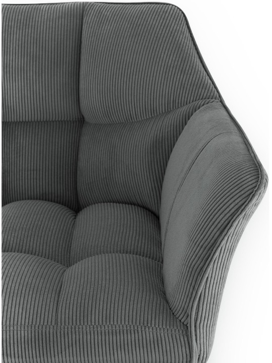 Tabouret de bar Damaso B Cord avec structure à 4 pieds, gris