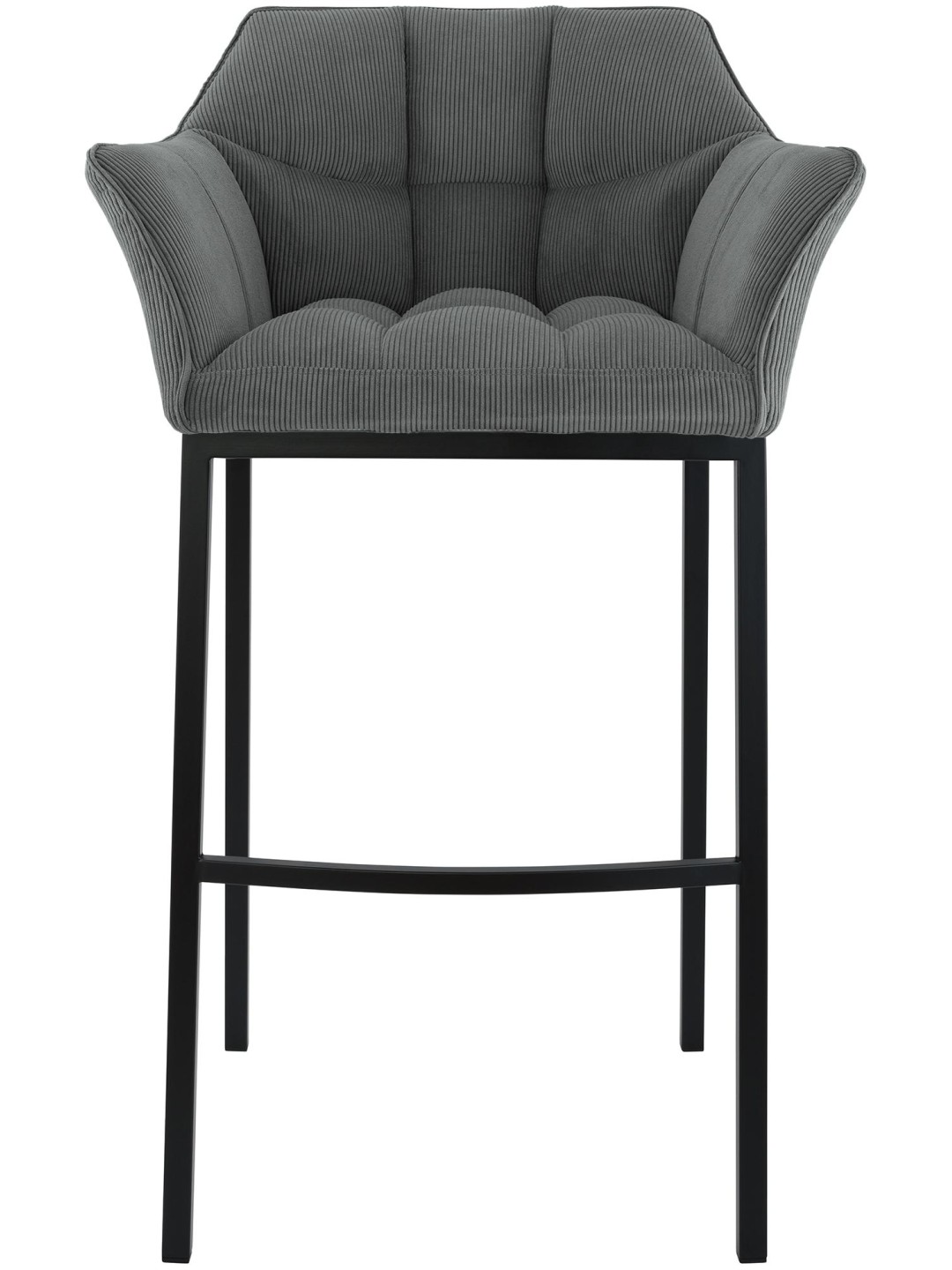 Tabouret de bar Damaso B Cord avec structure à 4 pieds, gris