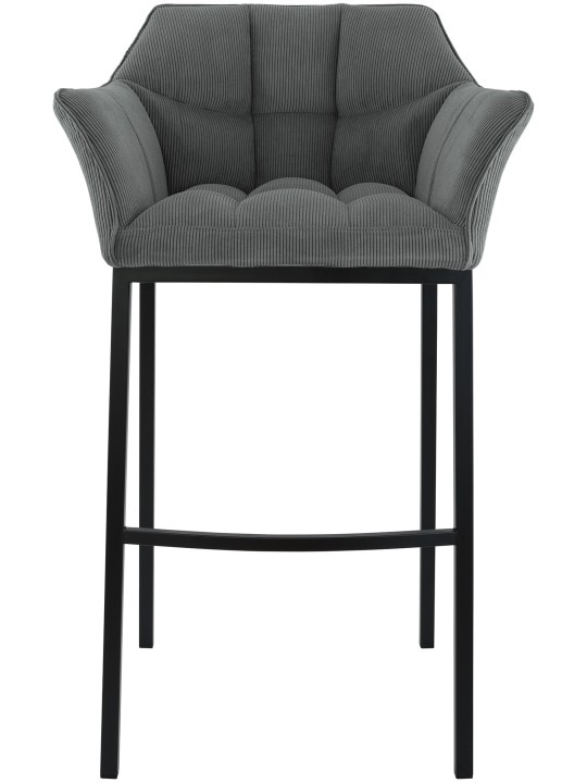 Tabouret de bar Damaso B Cord avec structure à 4 pieds, gris
