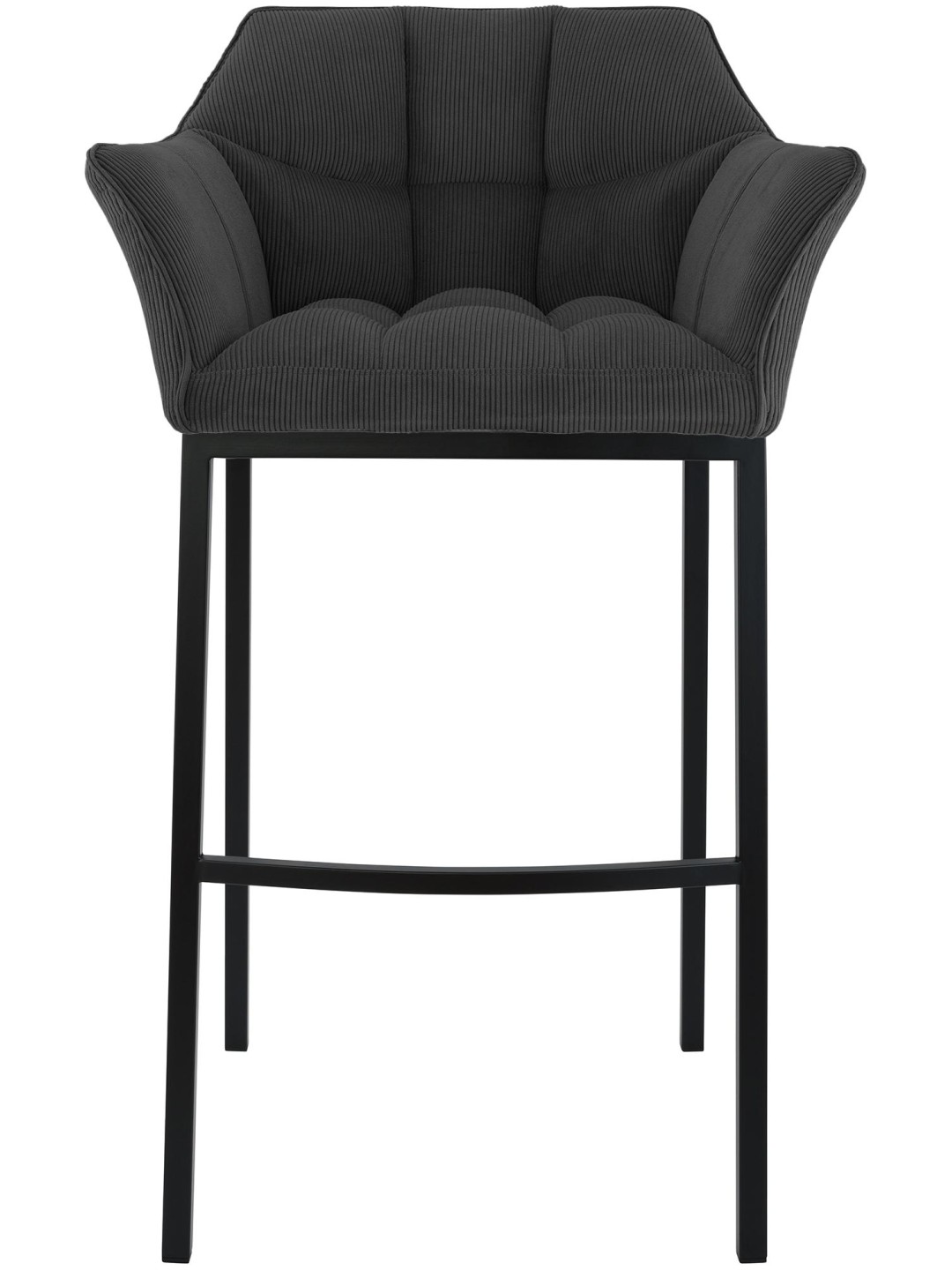 Tabouret de bar Damaso B Cord avec structure à 4 pieds, gris foncé