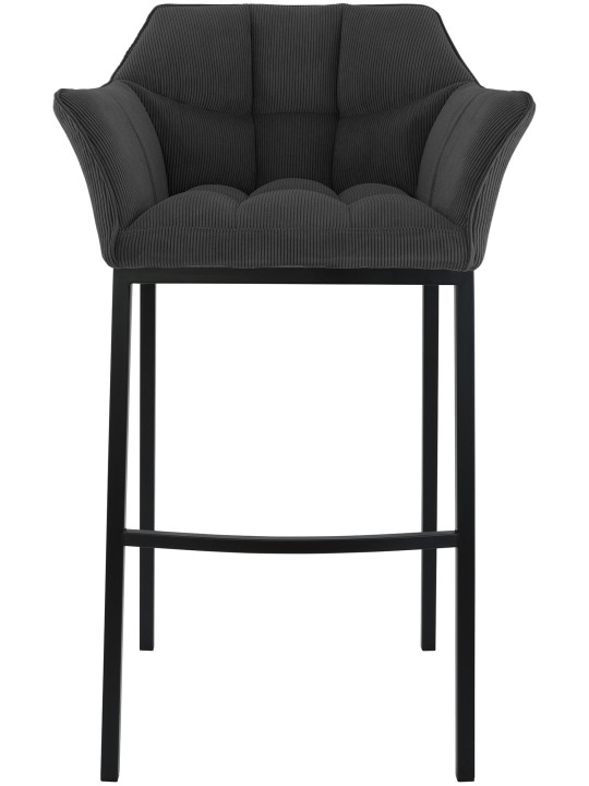 Tabouret de bar Damaso B Cord avec structure à 4 pieds, gris foncé