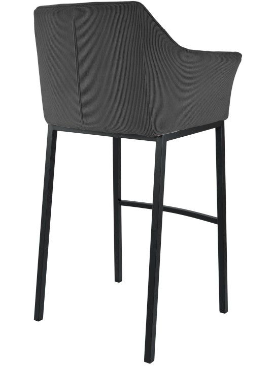 Tabouret de bar Damaso B Cord avec structure à 4 pieds, gris foncé