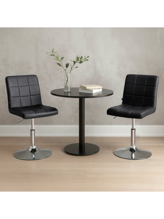 Chaise Ricky simili cuir, noir