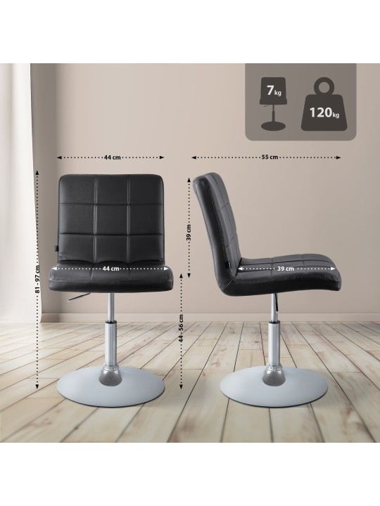 Chaise Ricky simili cuir, noir