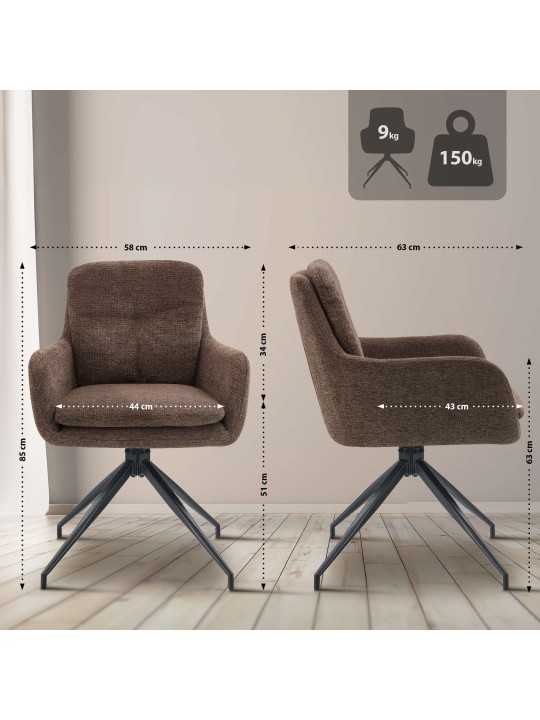 Chaise de salle à manger tissu Pickett, brun Chaise de salle à manger tissu Pickett, brun