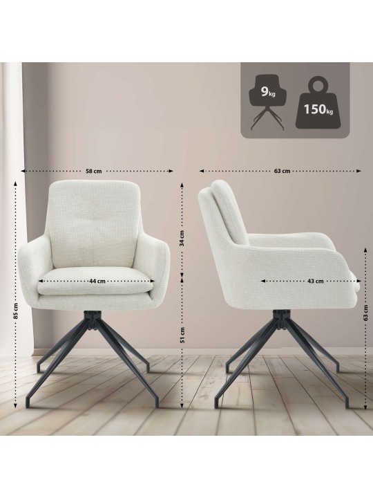Lot de 2 chaises de salle à manger tissu Pickett, crème Lot de 2 chaises de salle à manger tissu Pickett, crème