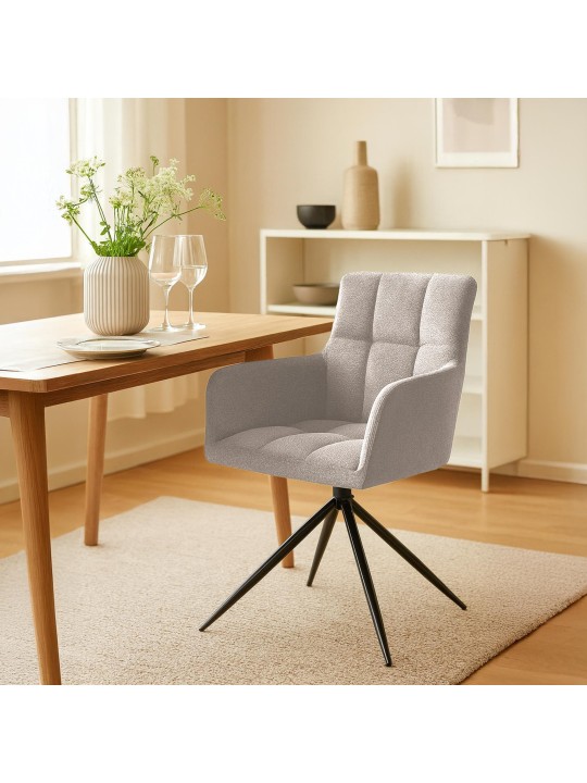 Lot de 2 chaises de salle à manger Jonah tissu, taupe