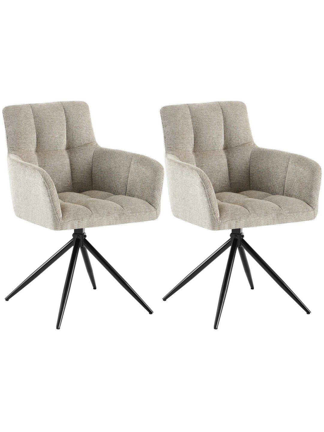 Lot de 2 chaises de salle à manger Jonah tissu, taupe
