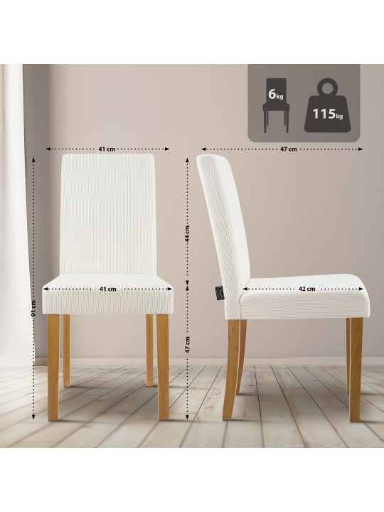 Chaise de salle à manger Ina Cord antique clair, crème Chaise de salle à manger Ina Cord antique clair, crème