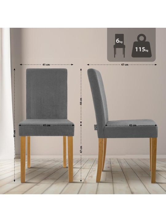 Chaise de salle à manger Ina Cord antique clair, gris