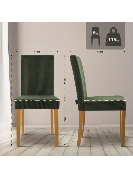 Chaise de salle à manger Ina Cord antique clair, vert