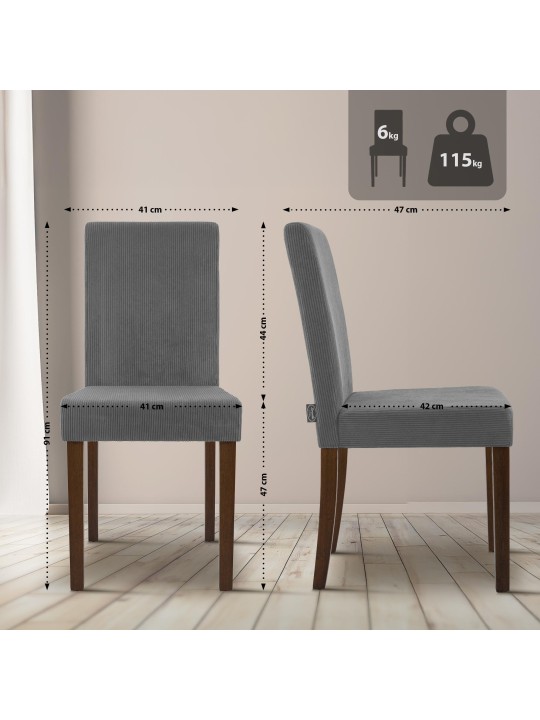 Chaise de salle à manger Ina Cord antique foncé, gris Chaise de salle à manger Ina Cord antique foncé, gris