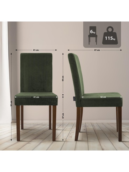 Chaise de salle à manger Ina Cord antique foncé, vert