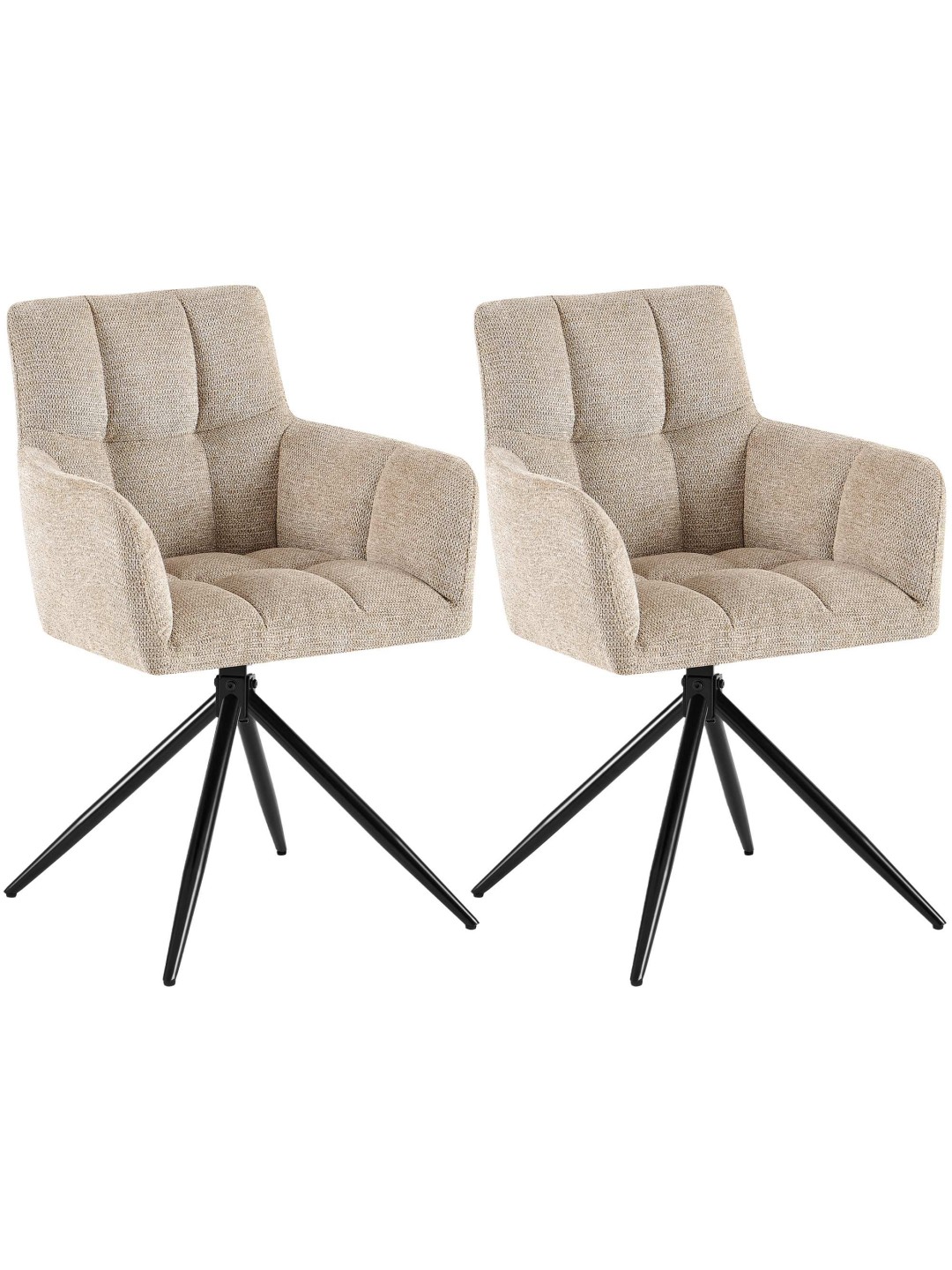 Lot de 2 chaises de salle à manger Jonah tissu, brun clair