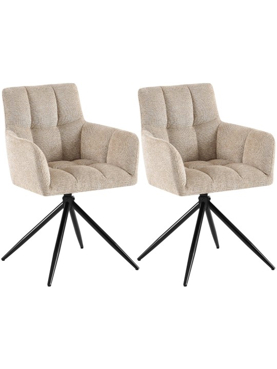 Lot de 2 chaises de salle à manger Jonah tissu, brun clair
